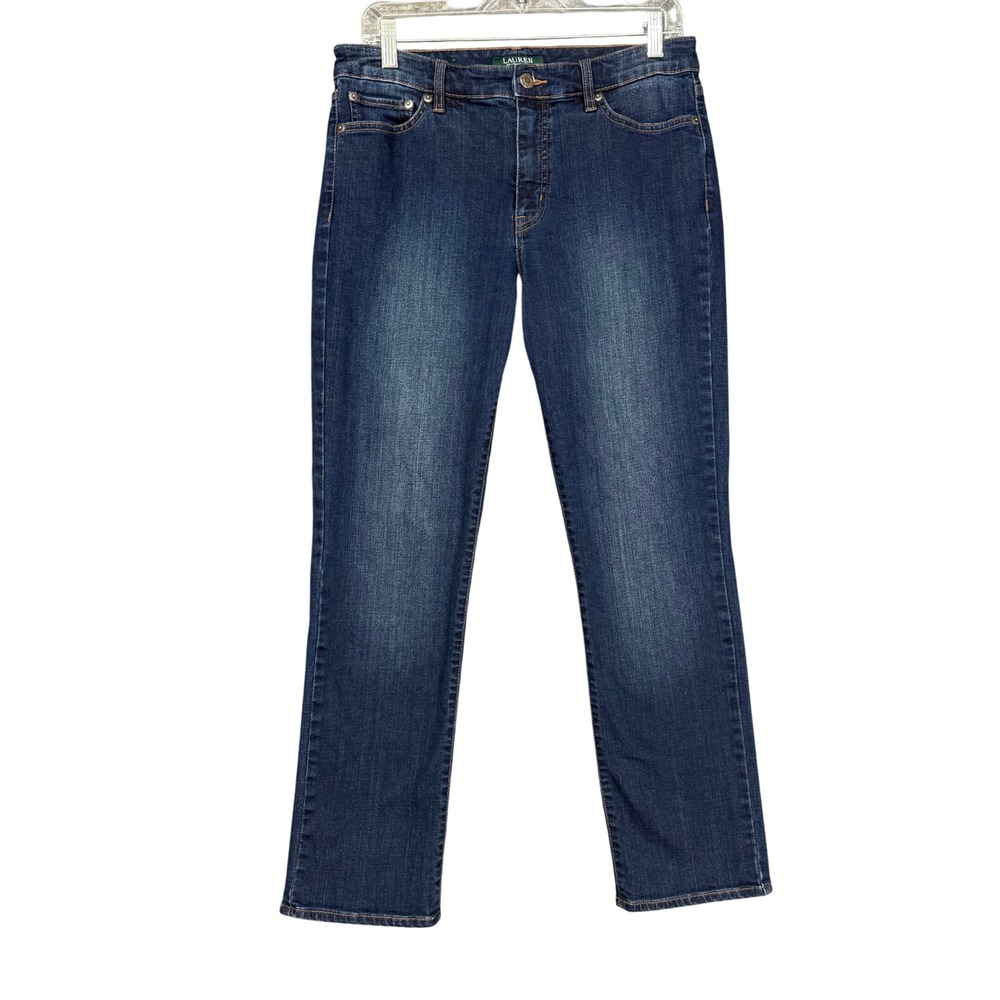 Lauren Ralph Lauren Jeans Women 12 Dark Wash Modern Straight Curvy Stretch Denim